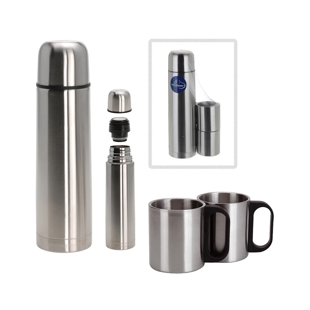 Conjunto Termo + 2 Canecas  A&ccedil;o Inox  1 L  Edmc
