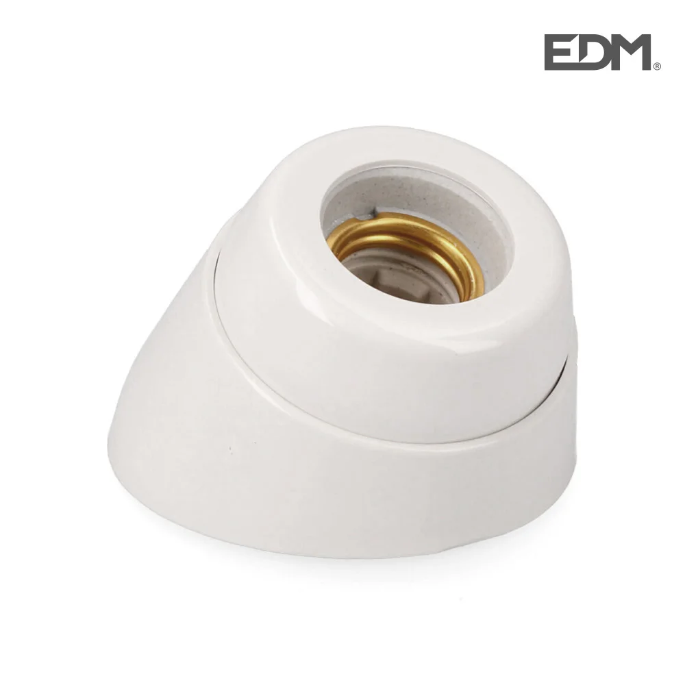 Casquilho de Superf&iacute;cie E27 Curvo Porcelana (Retractilado) Edm