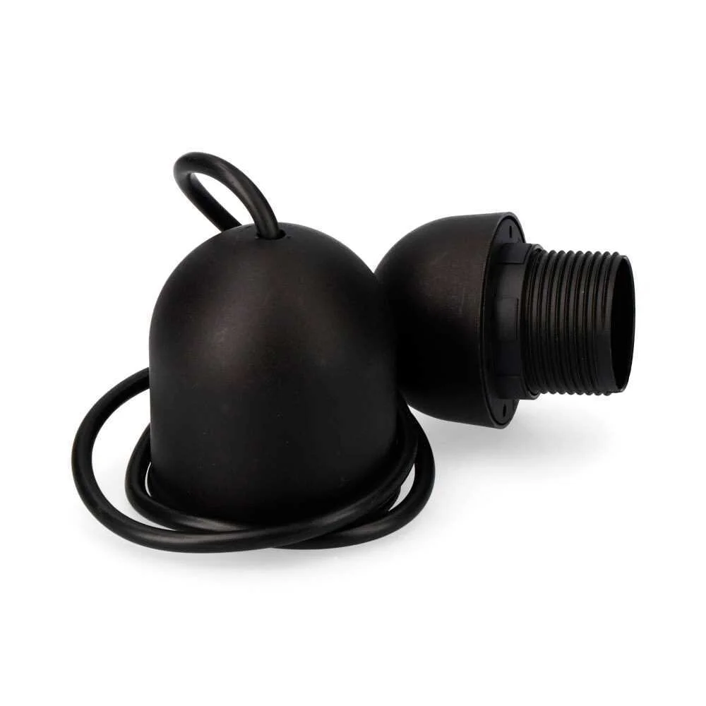 Conjunto Suspens&atilde;o Preto E-27 80cm com Cabo