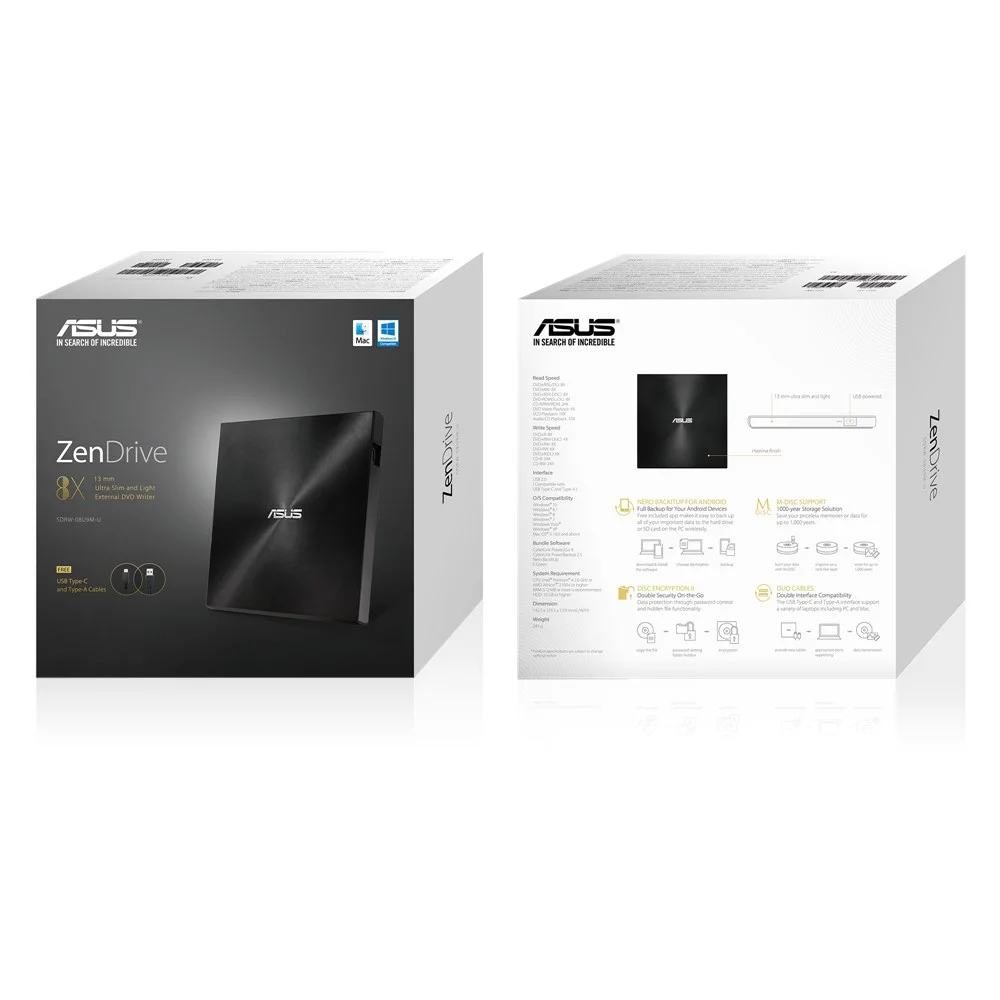 Grabadora Dvd-Rw Externa Ultra Slim Asus Zendrive.