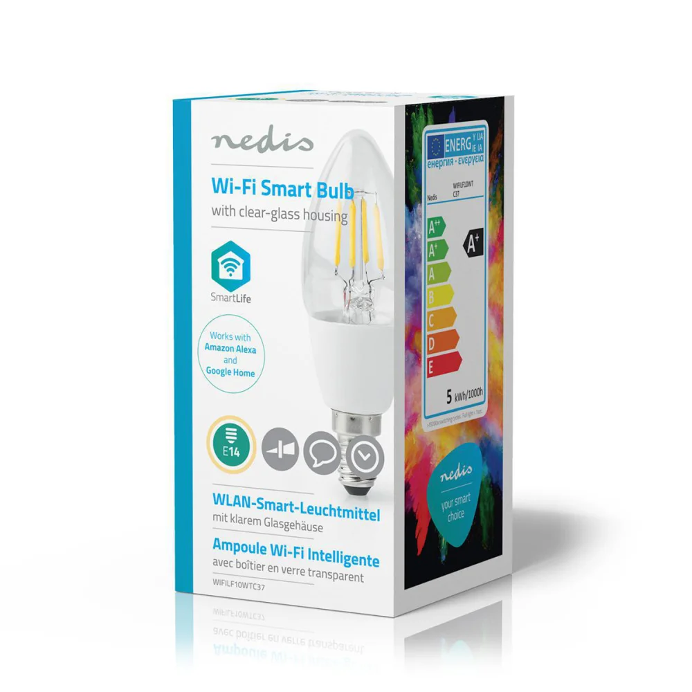 L&acirc;mpada Filamento Inteligente Nedis E14 5w 2700k