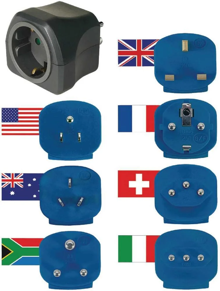 Conjunto de Viagem de Plugue Aterrado Universal D.