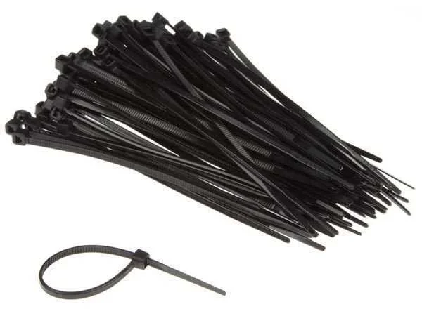 Abra&ccedil;adeiras em Nylon para Cabos - 2.5 X 100&nbsp;mm - Preto (100&nbsp;unids)