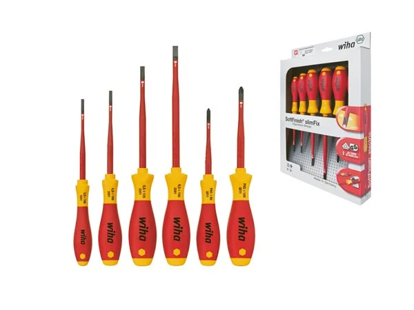 Wiha Screwdriver Set Softfinish&reg; Electric Slimfix Slotted, Phillips 6-Pcs. (35389)