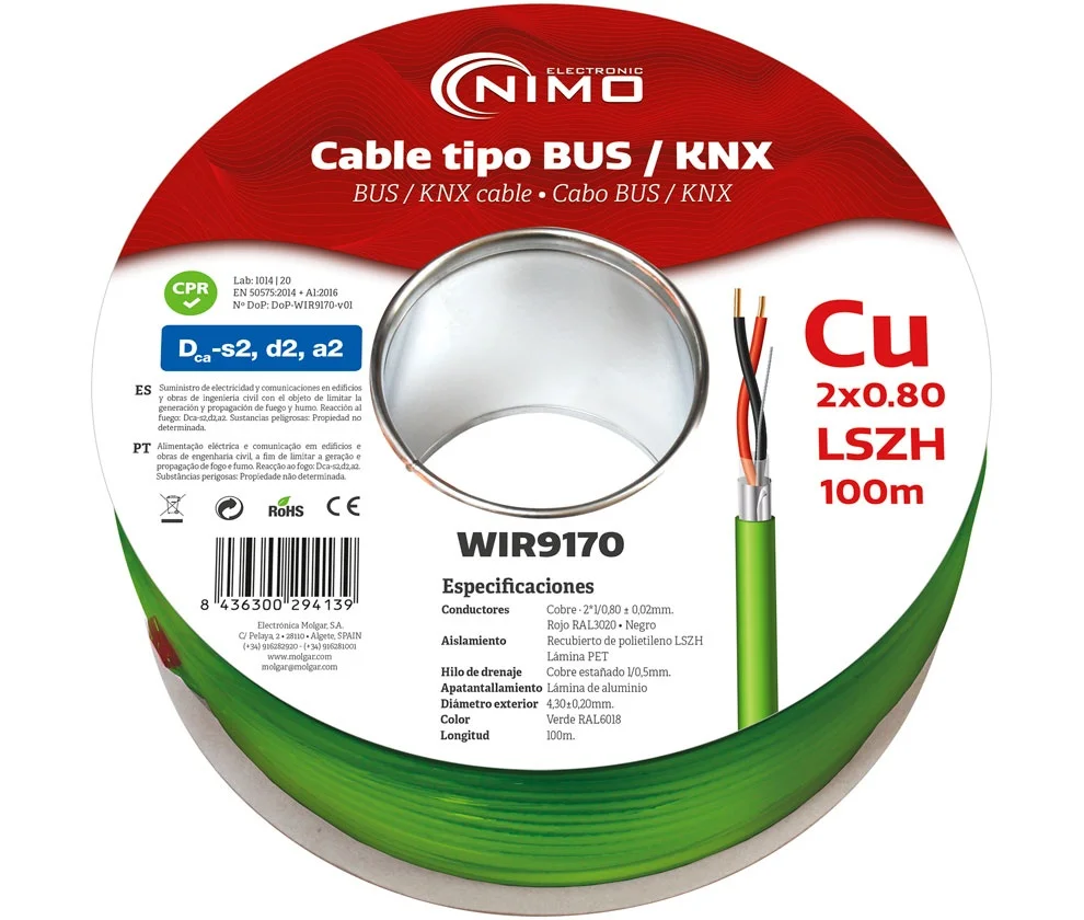 Bobine Cabo Blindado em Cobre 2x0,8mm&sup2; 100m - Nimo