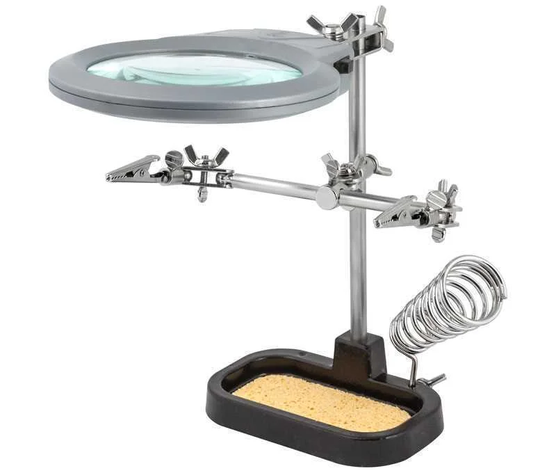 Suporte Para Ferro De Soldar Com Lupa E Pin&ccedil;a