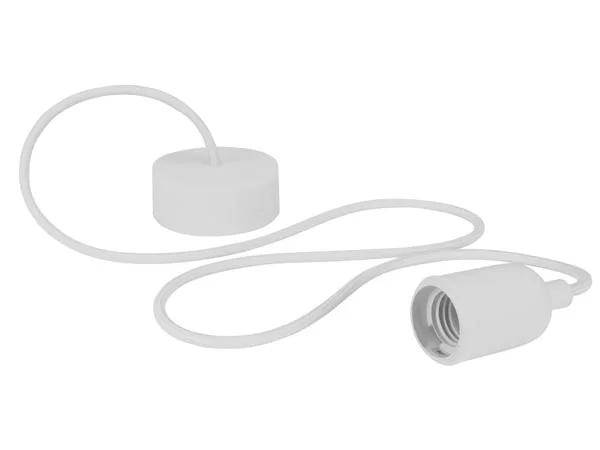 Suporte para L&acirc;mpada com Fio em Tecido - Branco
