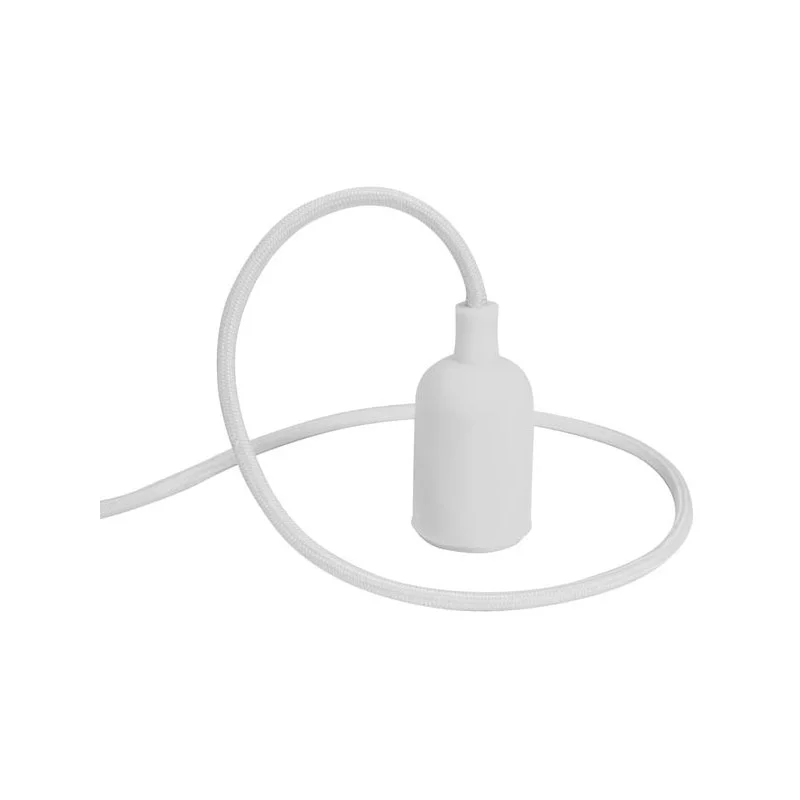 Suporte para L&acirc;mpada com Fio em Tecido - Branco