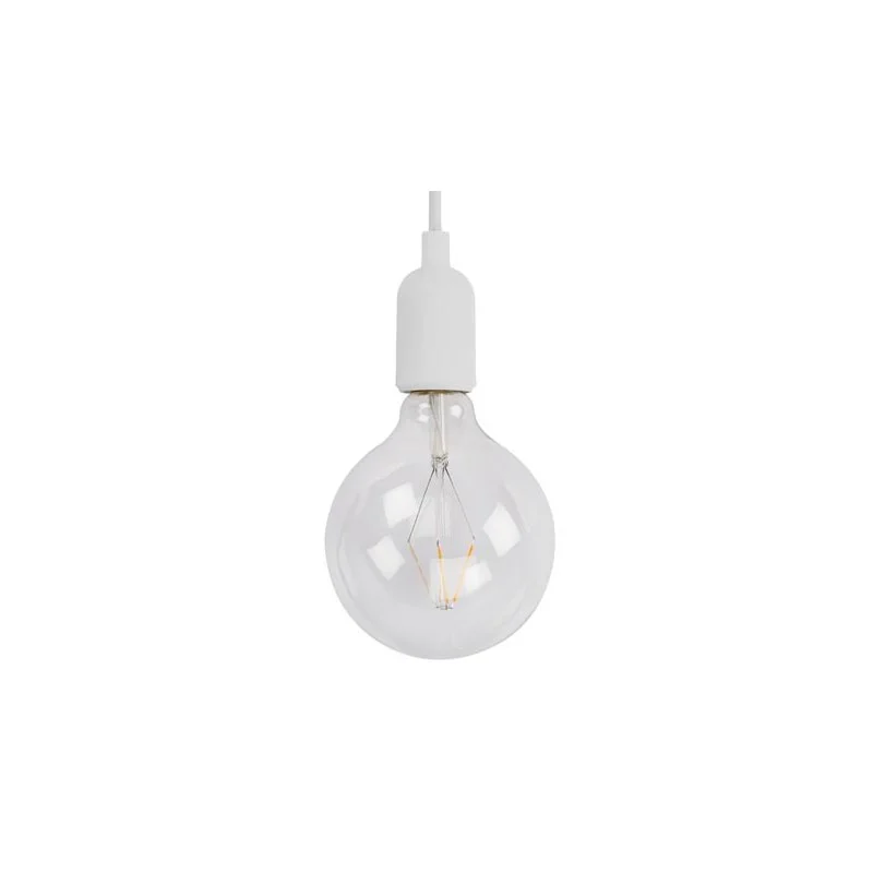 Suporte para L&acirc;mpada com Fio em Tecido - Branco