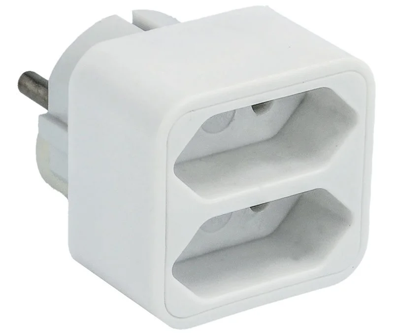 Adaptador De Rede 1 Macho Schuko Para 2 F&ecirc;mea Euro