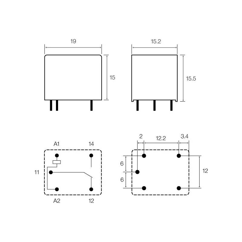 Rel&eacute; Miniatura 10a, 5vdc