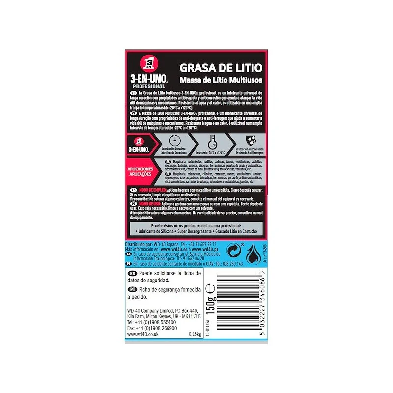 Tubo de Graxa de L&iacute;tio Multiusos 400g 3 em 1