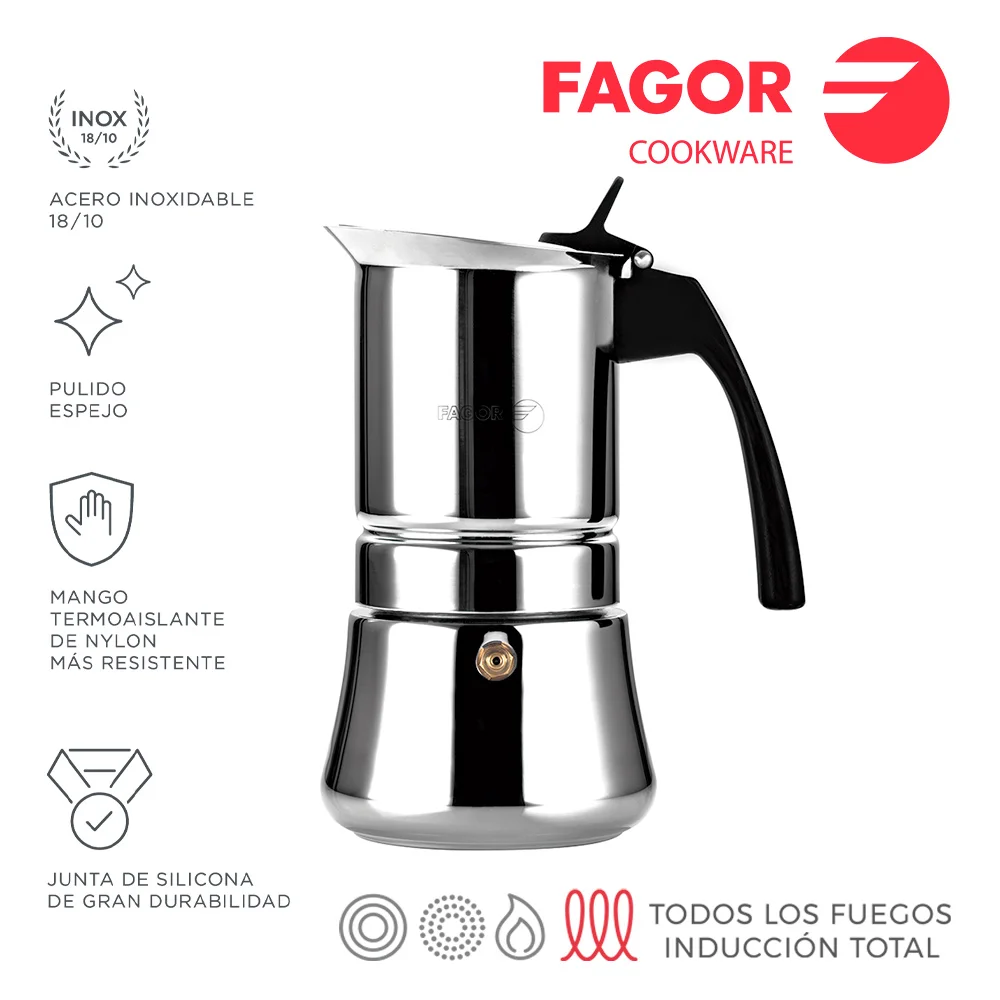Cafeteira Inox Etnica 4t Inox 18/10 Fagor