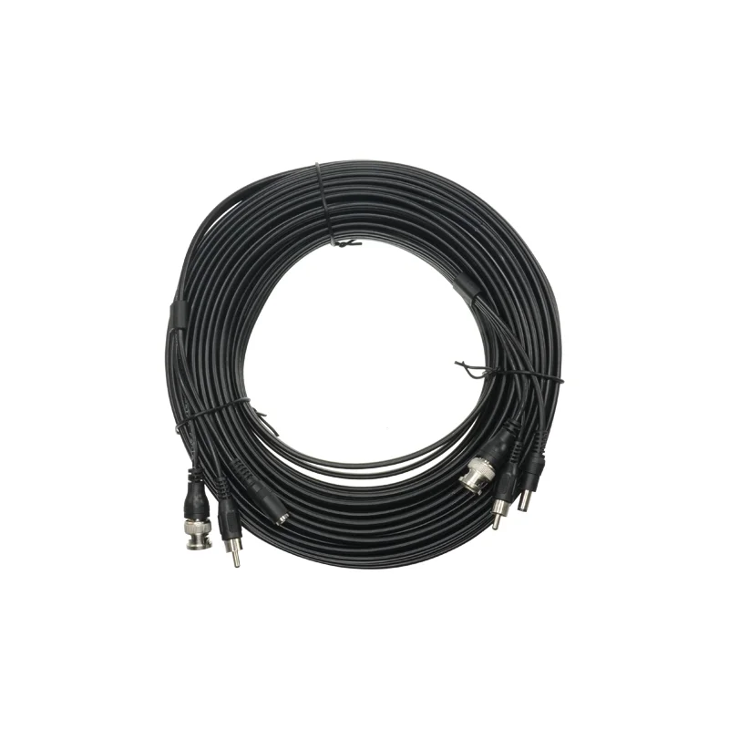 Cabo Combinado Rg59 + Audio + Dc - Mini Rg59 com Conector Bnc - Cabo de &Aacute;udio Via Rca - Cabo de Alim