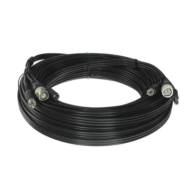Cabo Combinado Rg59 + Audio + Dc - Mini Rg59 com Conector Bnc - Cabo de &Aacute;udio Via Rca - Cabo de Alim
