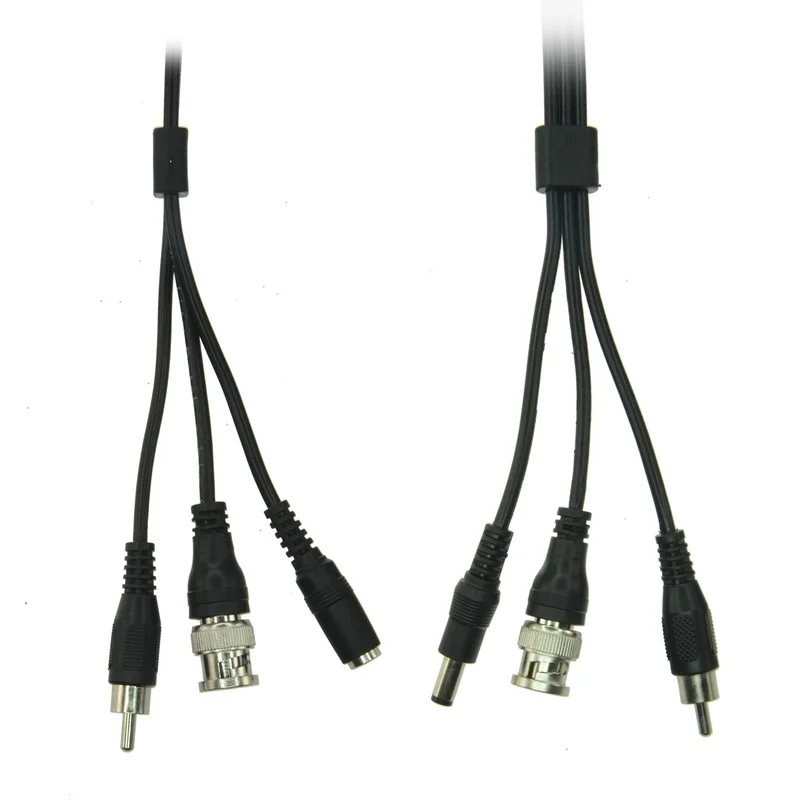Cabo Combinado Rg59 + Audio + Dc - Mini Rg59 com Conector Bnc - Cabo de &Aacute;udio Via Rca - Cabo de Alim