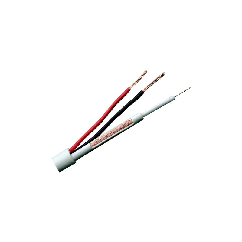 Cabo Combinado - Micro Rg59 + Alimenta&ccedil;&atilde;o - Bobine de 100 Metros - Cobertura de Cor Branca - Di&acirc;metr