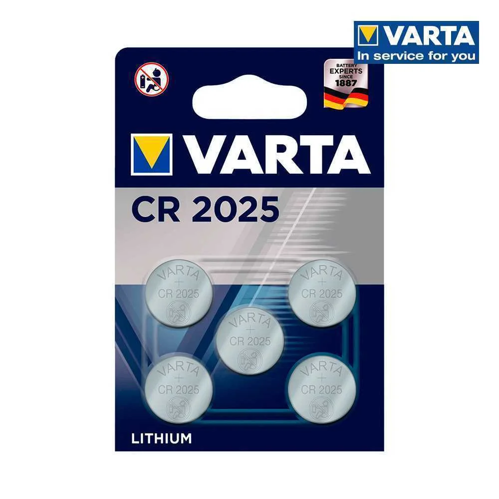 Pilha Bot&atilde;o Litio Cr 2025 3v Varta Blister 5un