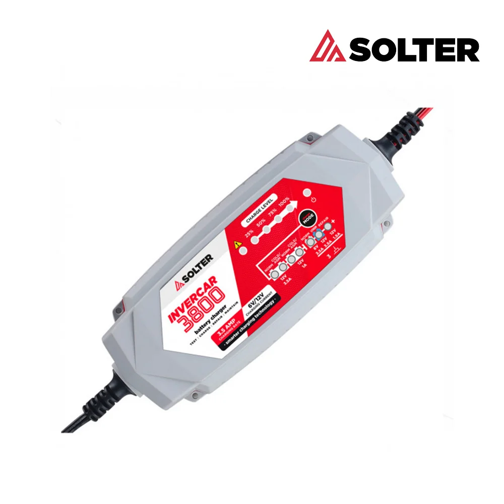 Carregador Inteligente de Baterias Invercar 3800 6/12v 3.5a (Carros e Motas) Solter