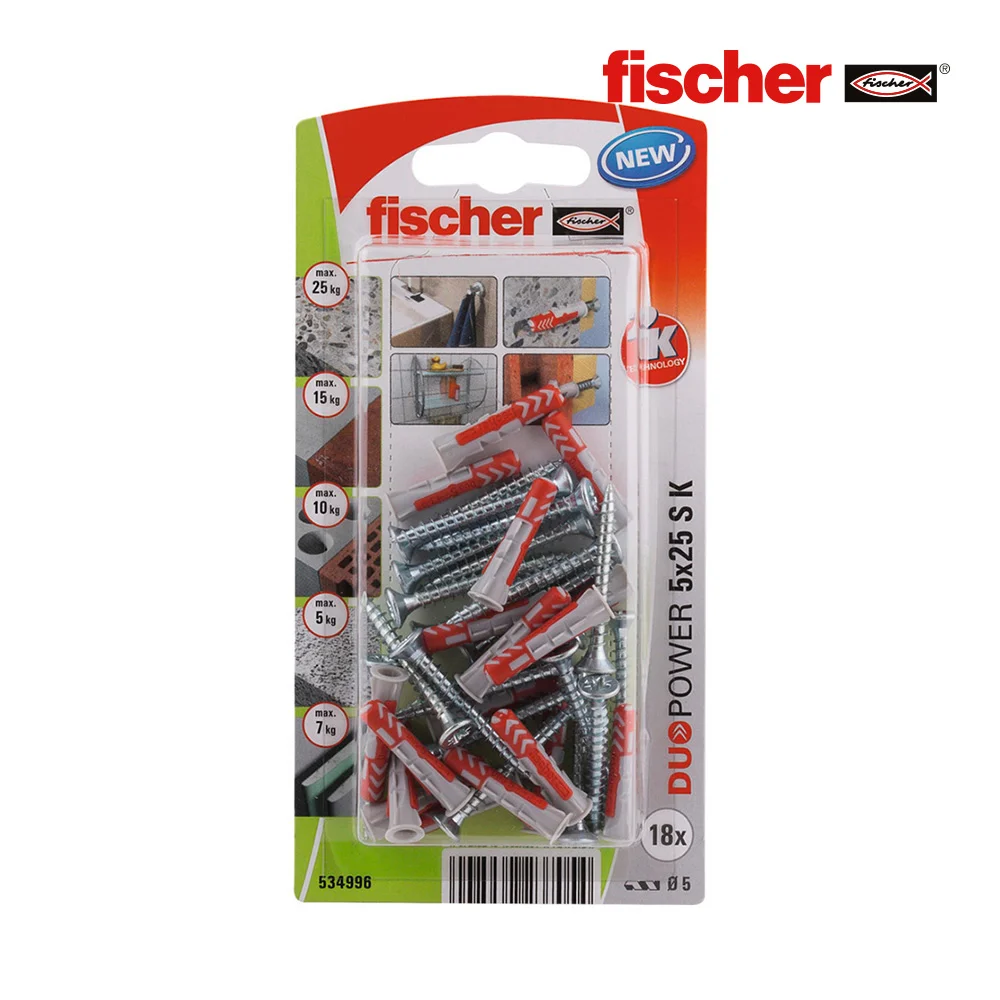Blister 18 Buchas+Parafusos Duopower &Oslash;5x25mm 534996 Fischer