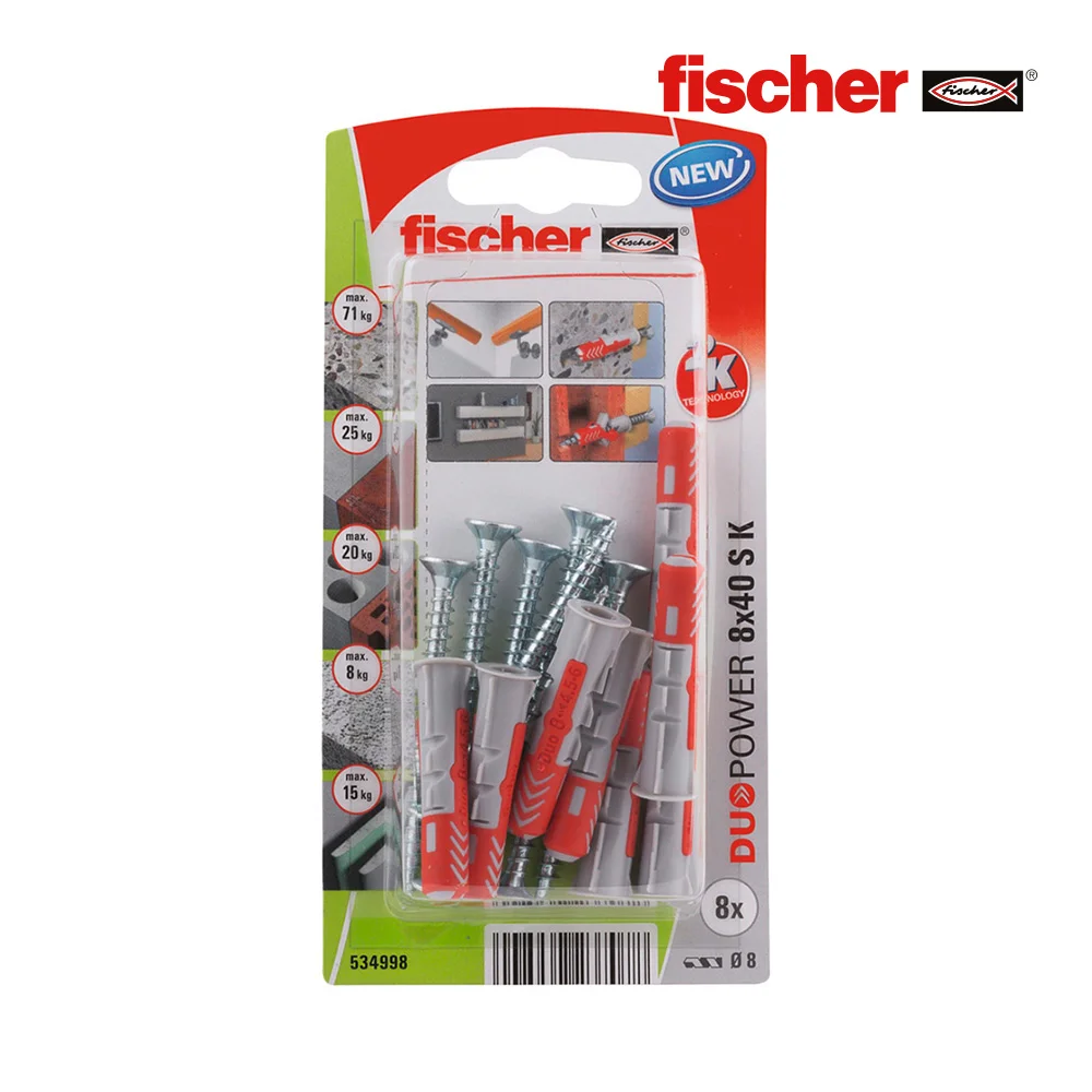 Blister 8 Buchas+Parafusos Duopower &Oslash;8x40mm 534998 Fischer