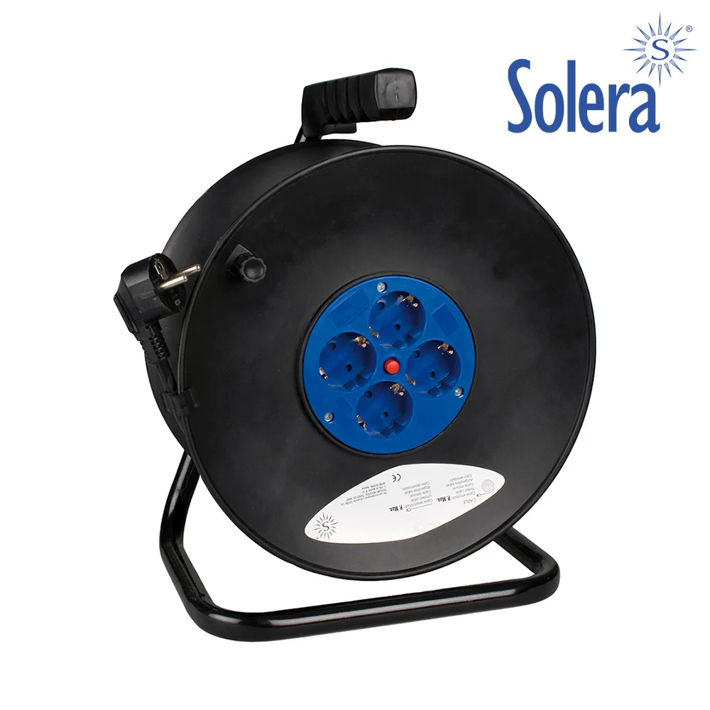 Enrolador de Cabos 25m 3x1,5mm com 4 Tomadas Bipolares com T/Tl Solera 7425/2