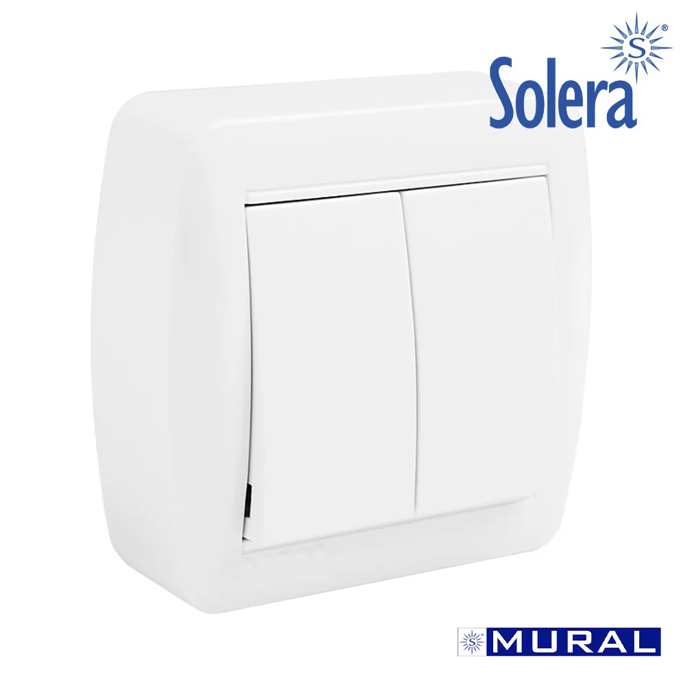 Comutador Duplo 74x72x28mm Superficie Mural Solera Mur12u