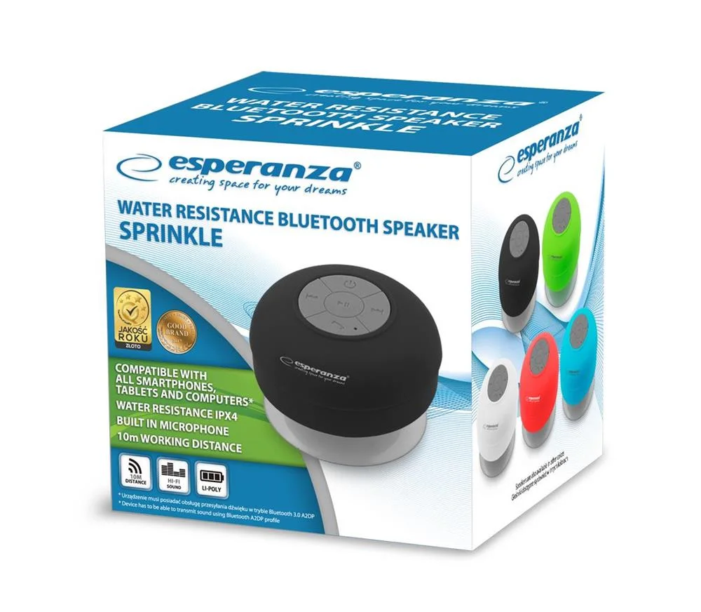 Esperanza Bt Speaker Water Resistance Sprinkle Black