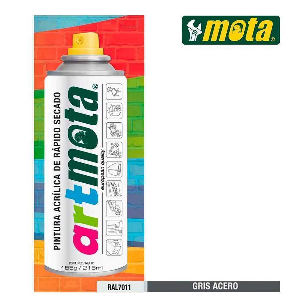 Spray Cinzento A&ccedil;o Ral7011 216ml Mota La23