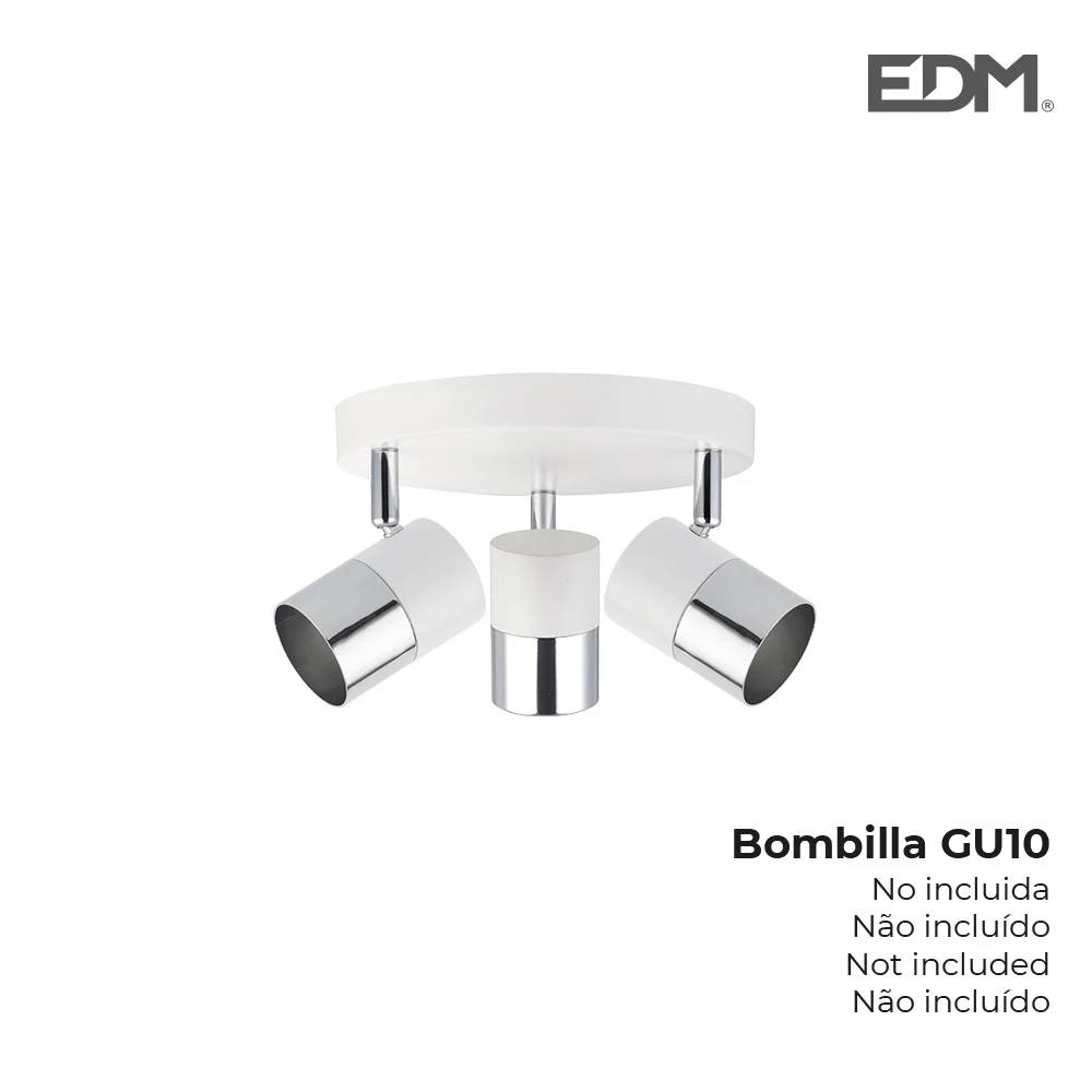 Foco 3 L&acirc;mpadas Branco Osso + Prata Moon Edm