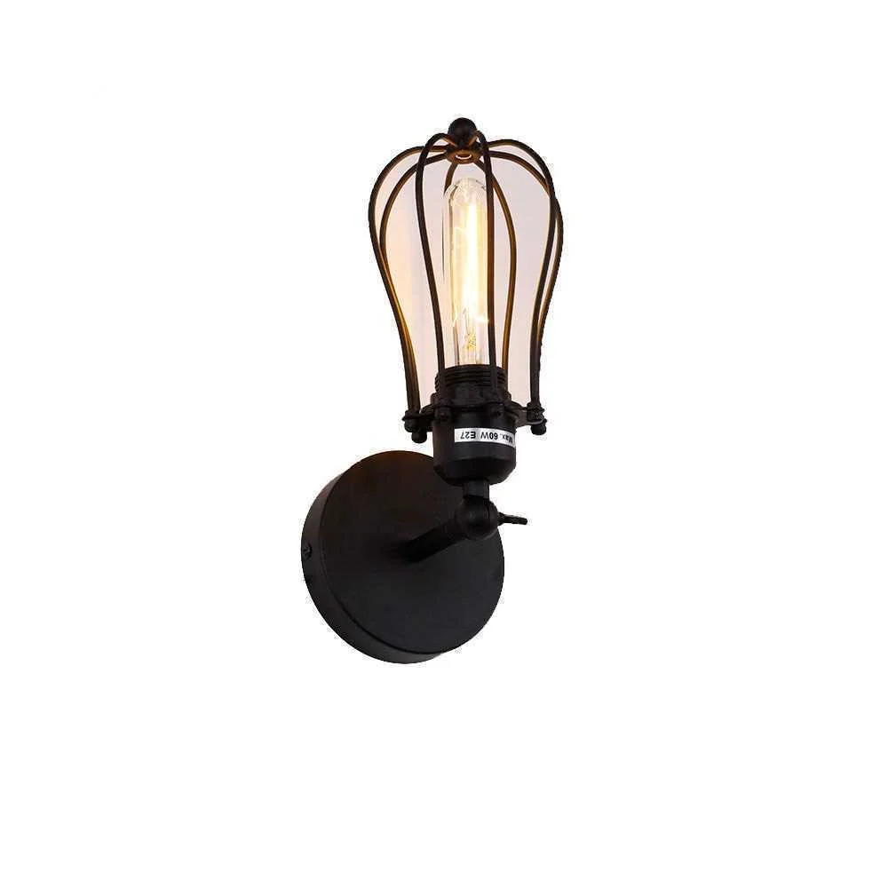 Aplique de Pared Metalico Vintage E27 60w Color Negro 11x16x32cm Edm