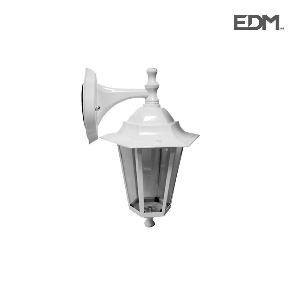 Candeeiro de Alum&iacute;nio e Vidro para Parede. Ip44 E27 60w Cor Branco &Oslash;19,5x21x32cm Modelo Zurich. Edm