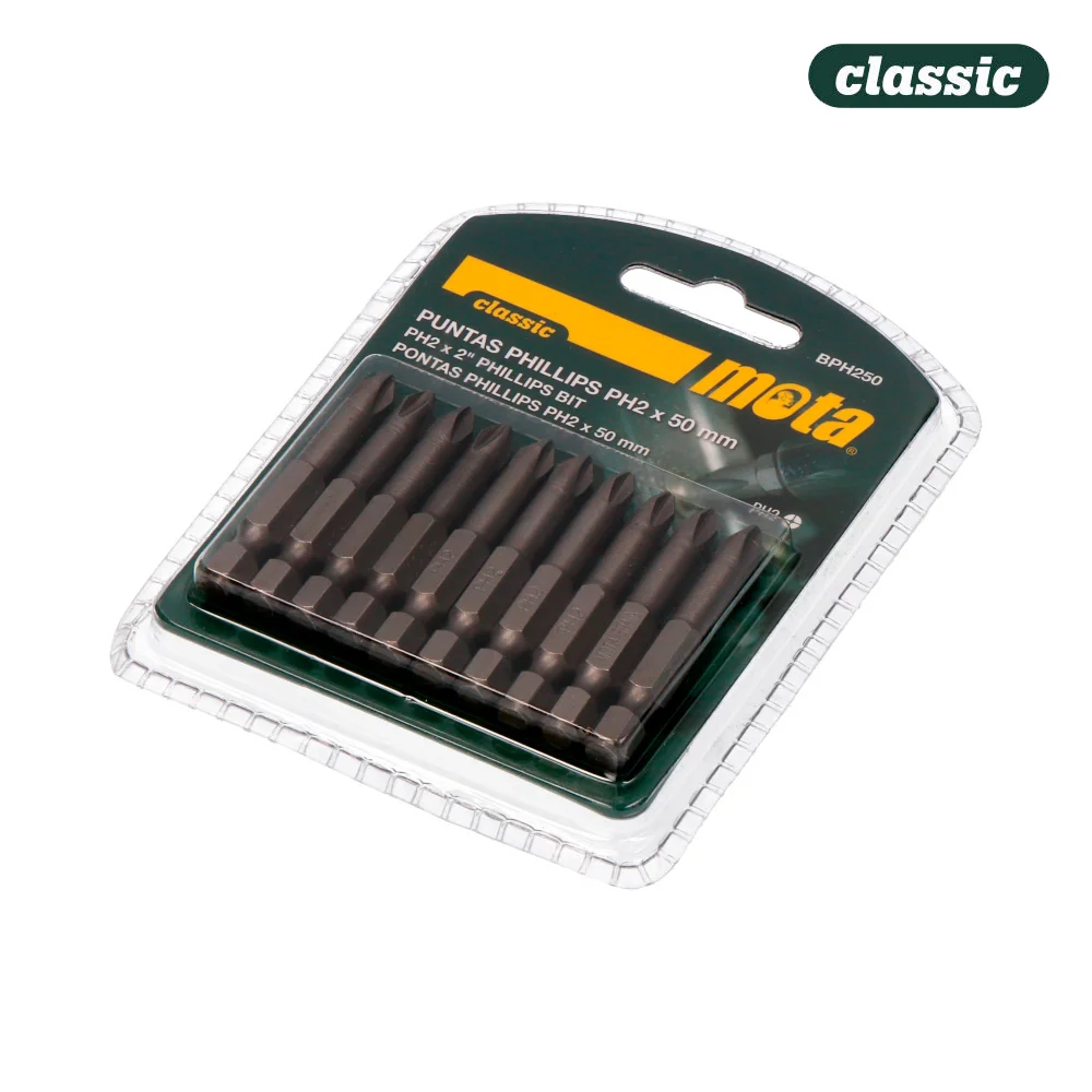 Pack 10 Pontas Bit Ph 2x50mm 1/4 A&ccedil;o Bph250