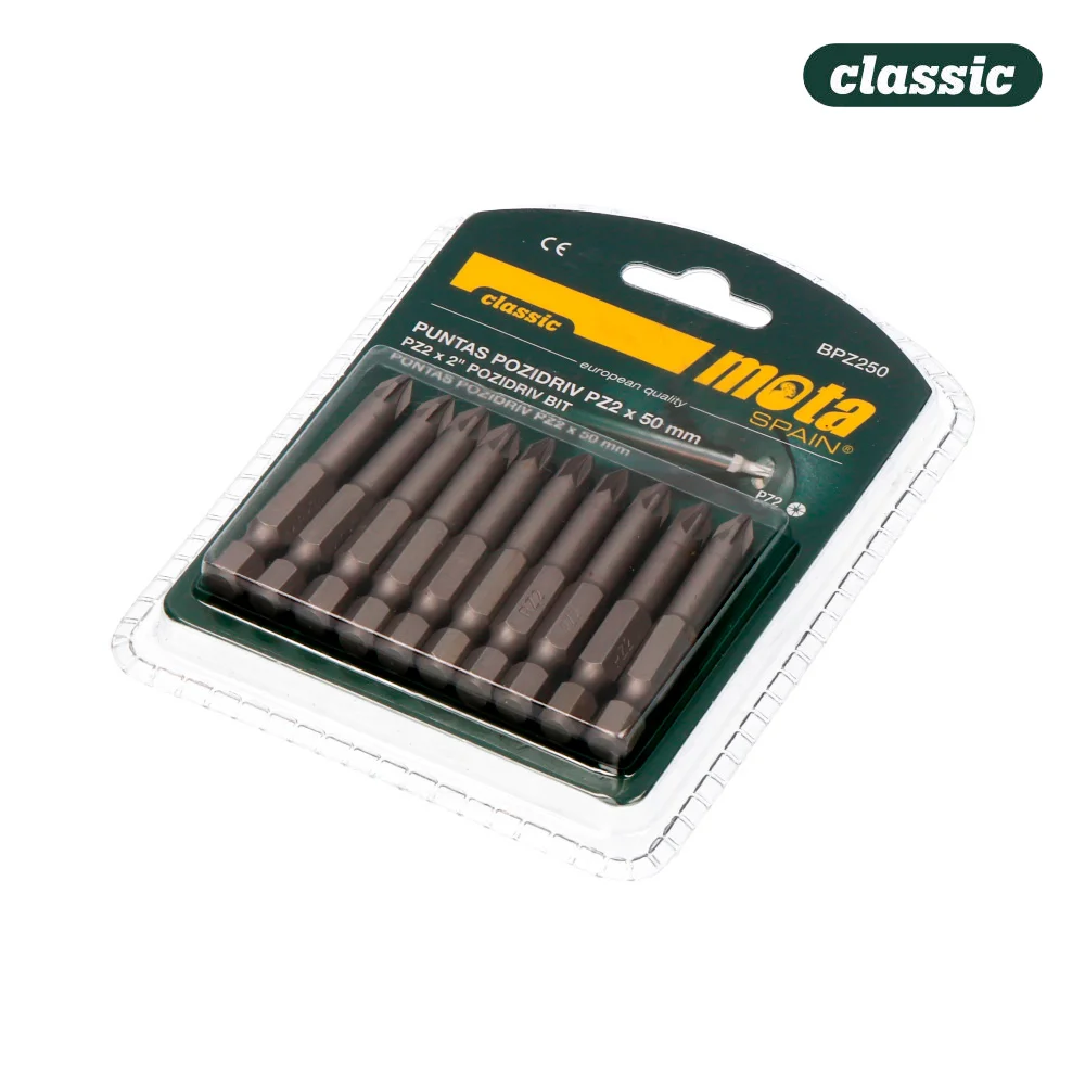 Pack 10 Pontas Bit Pz 2X50Mm 1/4' A&ccedil;o Bpz250