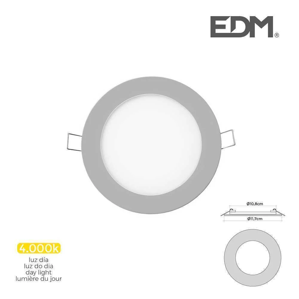 Mini Downlight LED Redondo de Encastrar 6w 4000k Luz Dia Cor Cromado &Oslash;11,7cm Edm