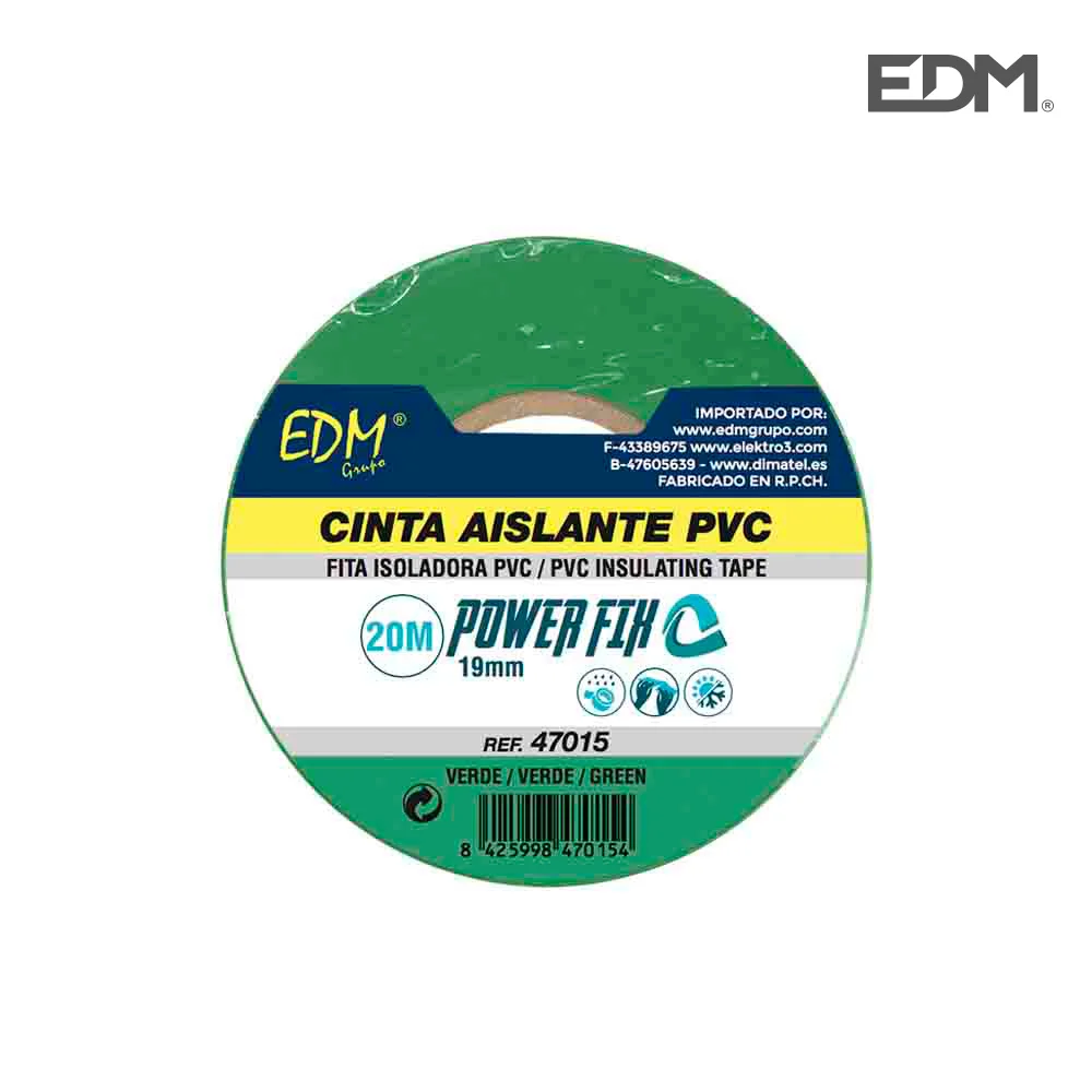 Fita Isoladora 20m X 19mm Verde Edm Alta Qualidade