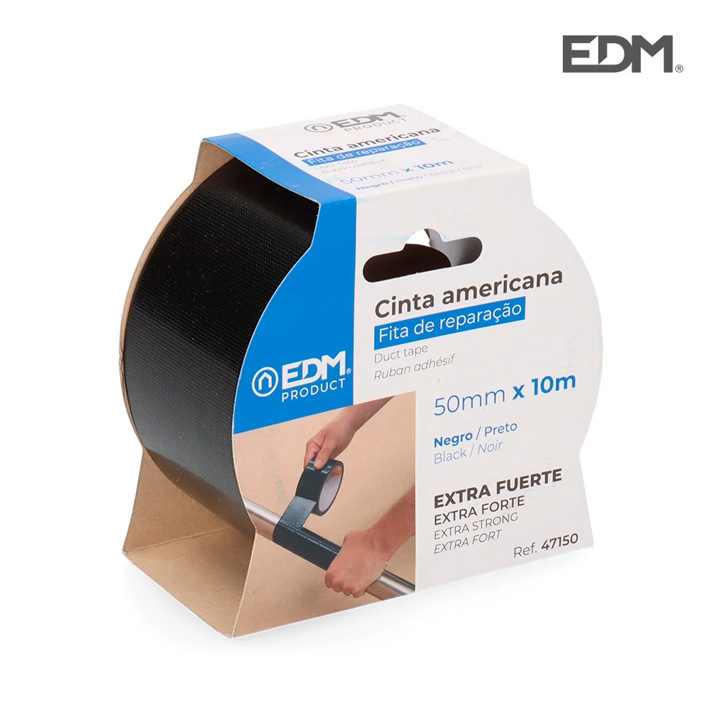 Fita Adesiva Multiuso Americana 10m X 50mm Preta Edm