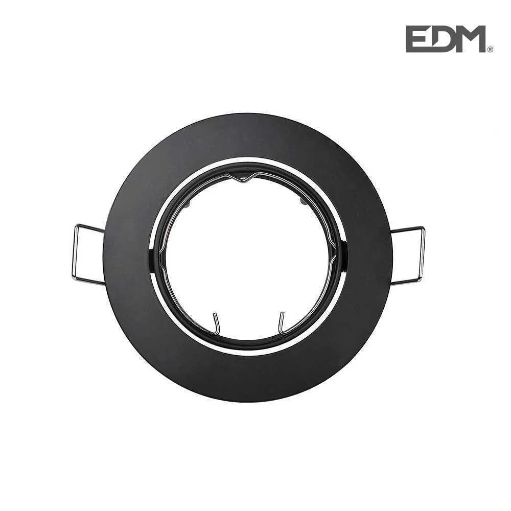 Anel de L&acirc;mpada Halog&ecirc;nio Met&aacute;lico. Oscilante. Cor Preto. &Oslash;8,4cm Edm