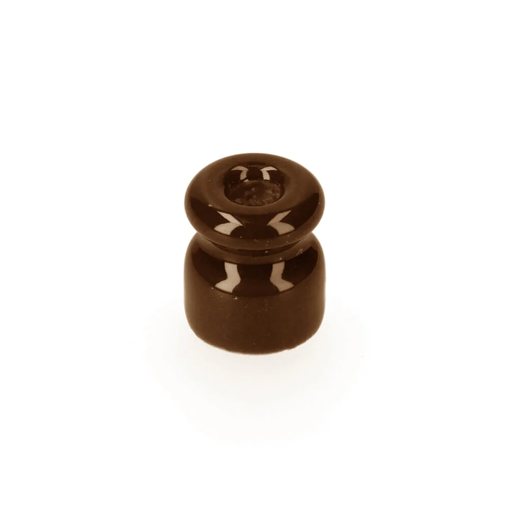 Isolador de Porcelana para Cabo Tran&ccedil;ado Castanho Edm