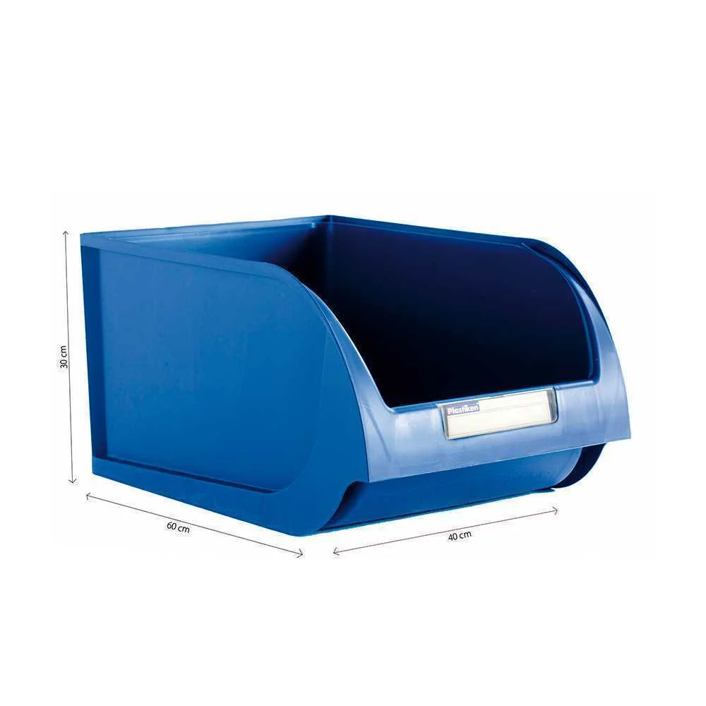Caixa Contentora Empilh&aacute;vel 40cm Titanium Azul