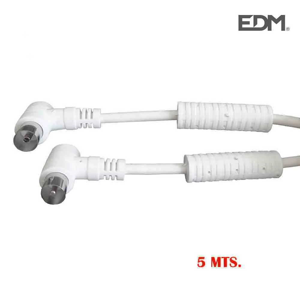 Prolongador Tv/Video Curvo com Filtro 9,5mm 5m Embalado Branco Edm