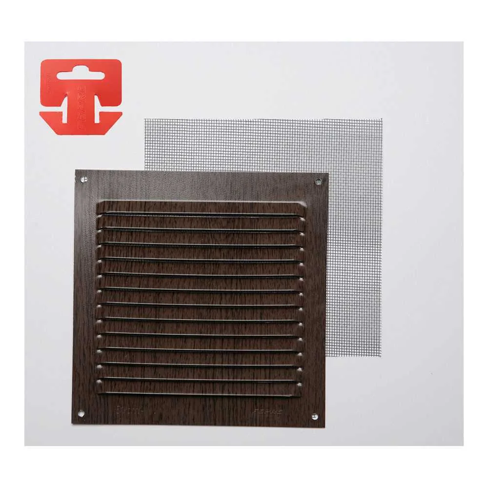 Grelha Anti-Mosquito Aluminio 0.6 Imita&ccedil;&atilde;o Wenge 150x150mm (G)