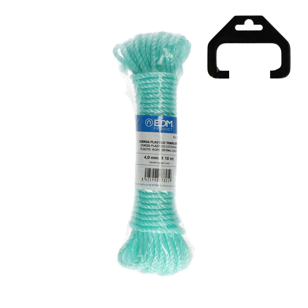Rolo Corda Plastico 10m Verde Edm
