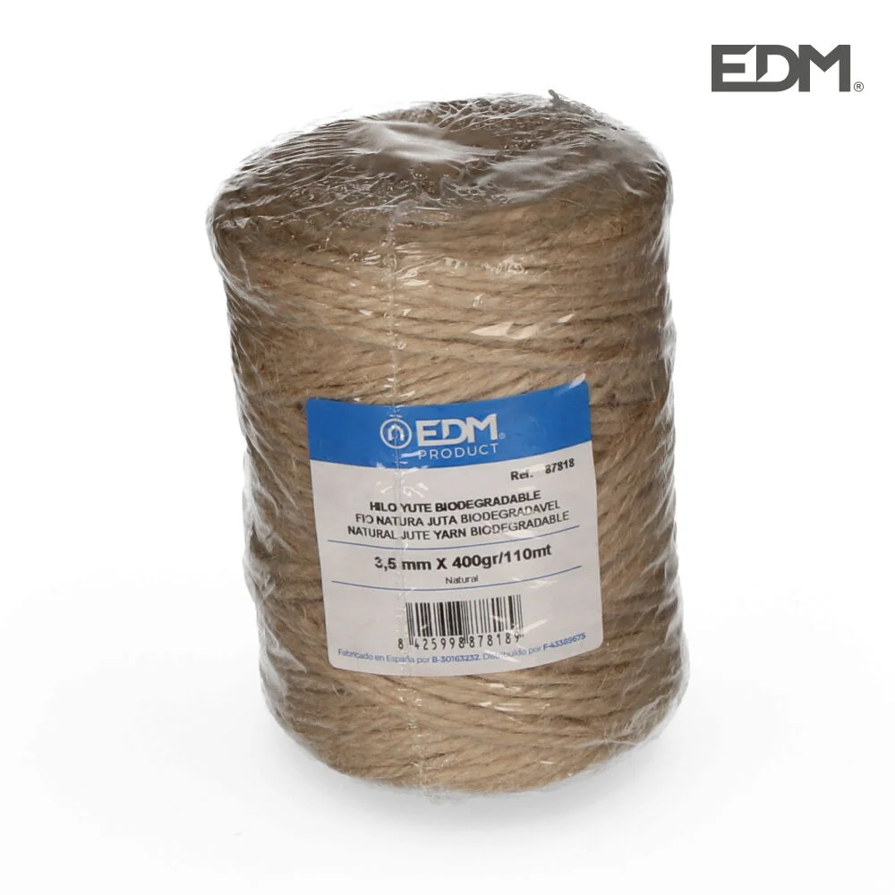 Corda Natural Juta Biodegrad&aacute;vel 3 com Bobina 400g/110m Edm