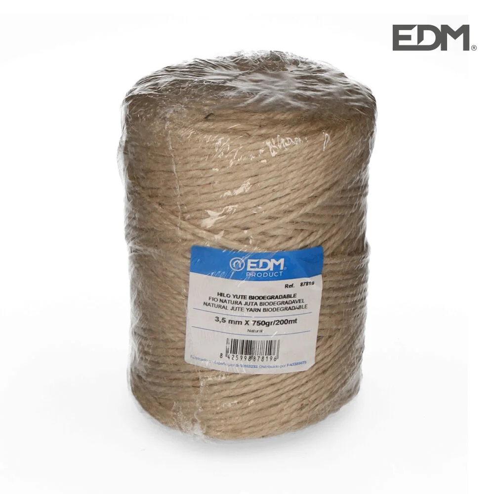 Corda Natural Juta Biodegrad&aacute;vel 3 com Bobina 750g/200m Edm