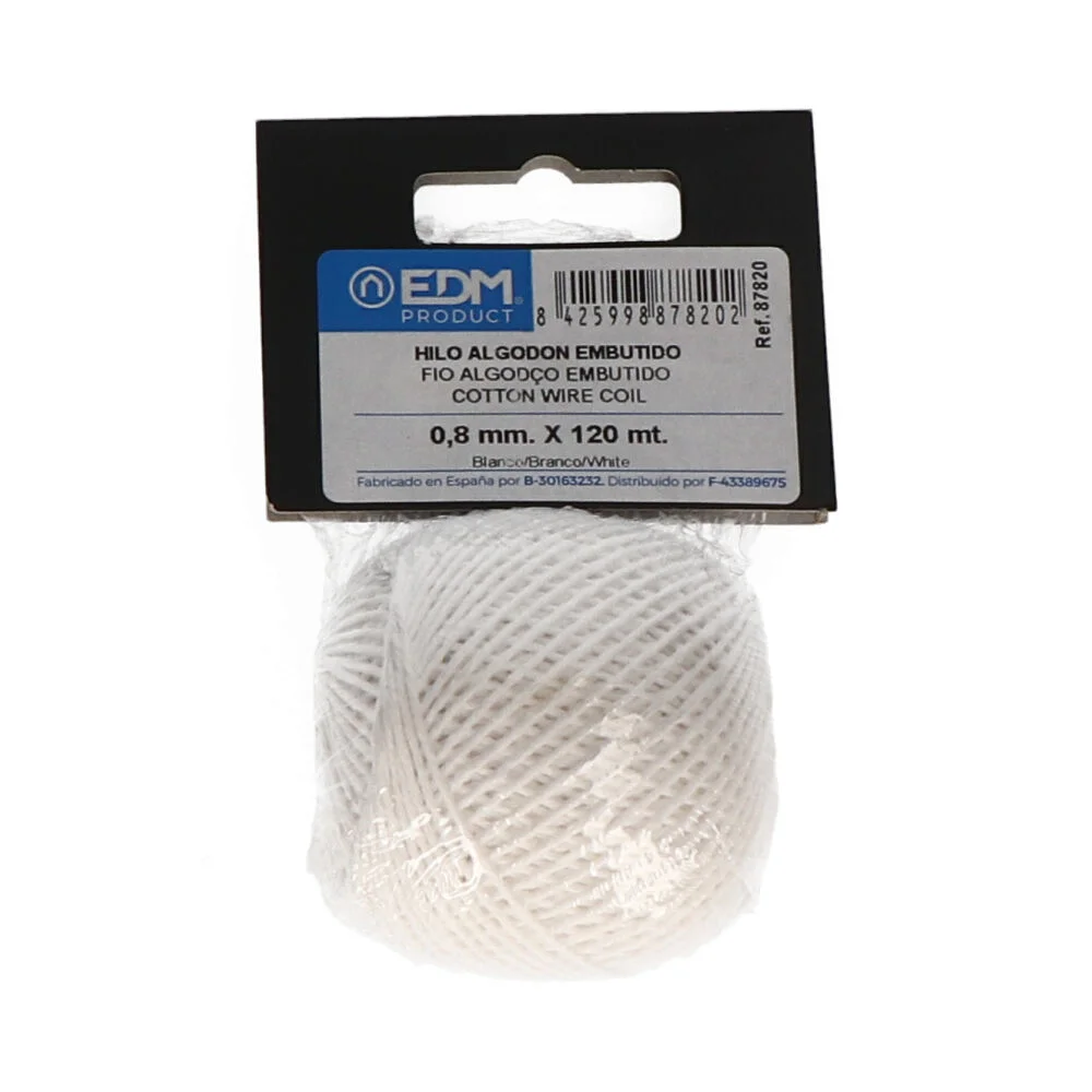 Fio Algod&atilde;o Embutido 50g/120m Branco Edm