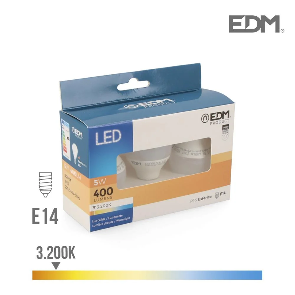 Kit 3 Lampadas Esfericas LED E14 5w 400lm 3200k L.