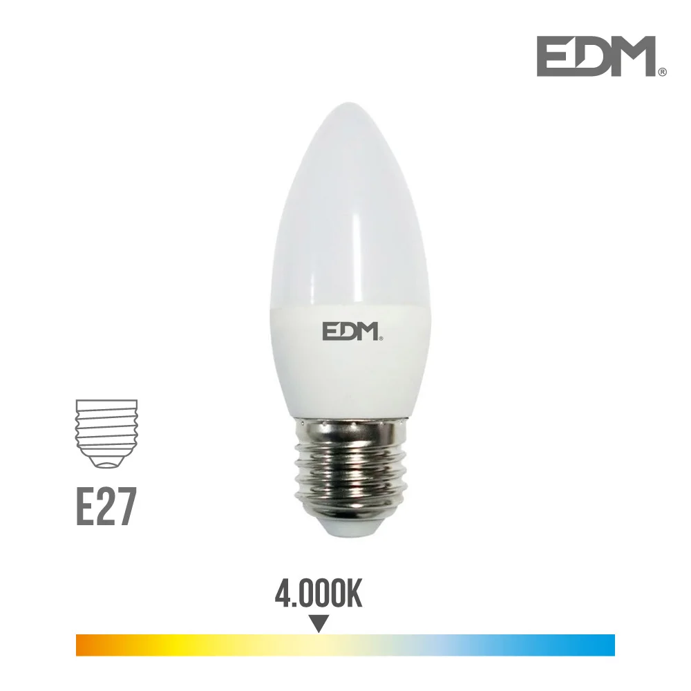 L&acirc;mpada Vela Led E27 5W 400 Lm 4000K Luz Dia Edm