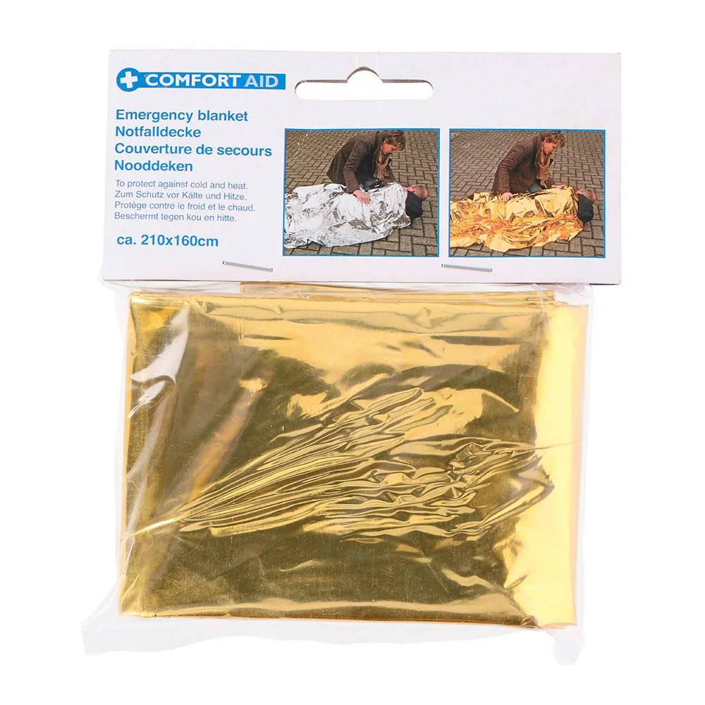 Material: Polietileno<br>color: Dorado / Plata<br>medida: 210 X 160 Cm<br>tipo: Manta de Emergencia<