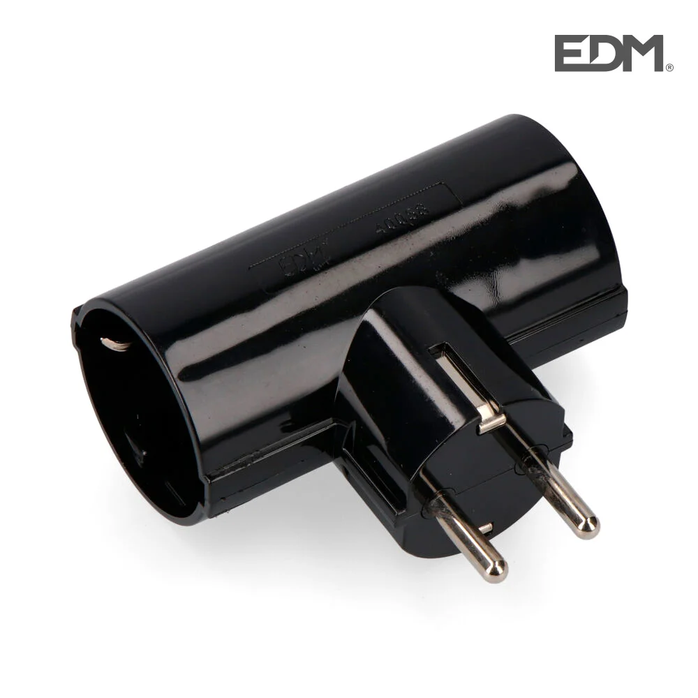 Ficha Dupla Preta com Baquelite T/Tl 16a 250v (Embalada) Edm